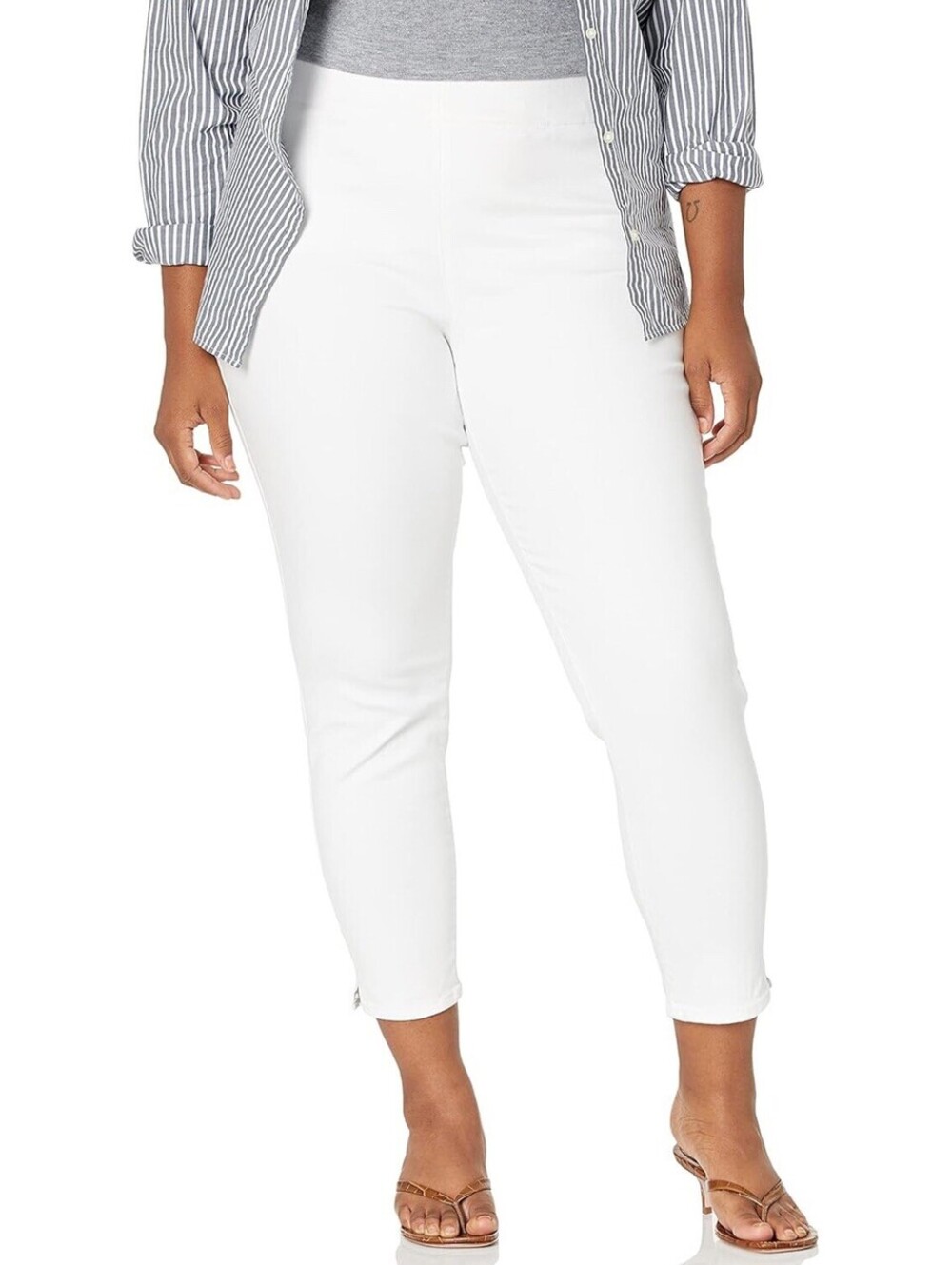 NYDJ  Pull on Skinny Ankle Jeans in Optic White Lift Tuck Size 26W NWT